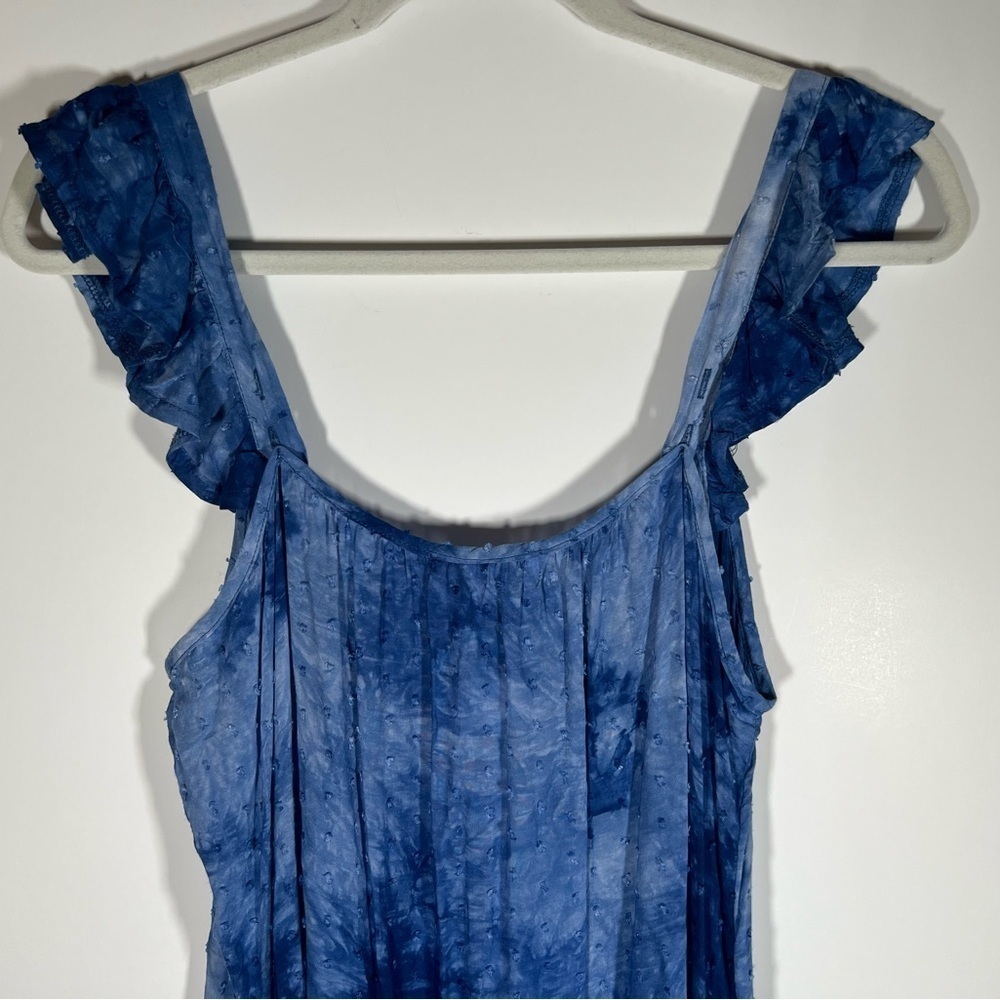 NWT BB Dakota blue tie-dye ruffle tiered maxi dress sz S fairy boho hippie - Picture 4 of 12